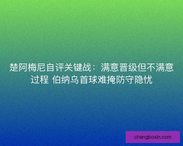 楚阿梅尼自评关键战：满意晋级但不满意过程 伯纳乌首球难掩防守隐忧